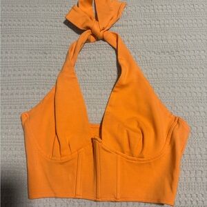 Forever 21 Orange Halter Bustier Crop Top